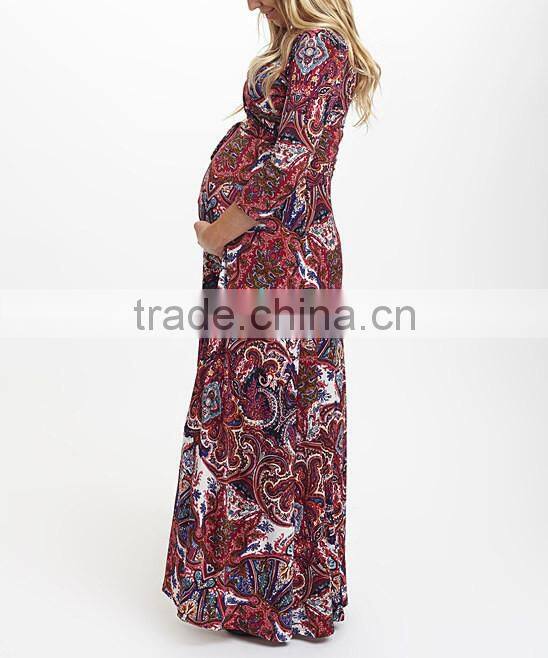 Latest Maternity Dresses With PinkBlush Fuchsia Floral Maternity Maxi Dress Fashion Women Wear WD80817-26