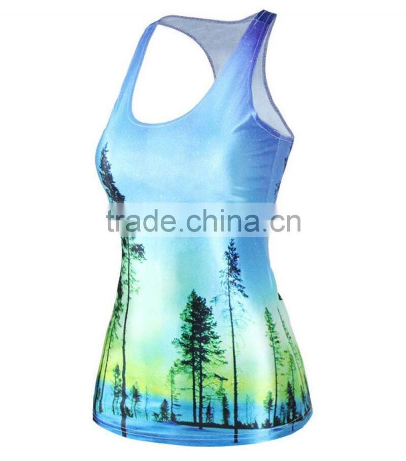 Top Fashion Women's Sublimation Printed Sleeveless T Shirt Vest Tank Tops sports clothes