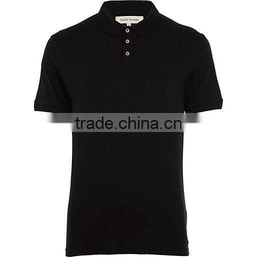 Black Plain polo t shirts men for printing