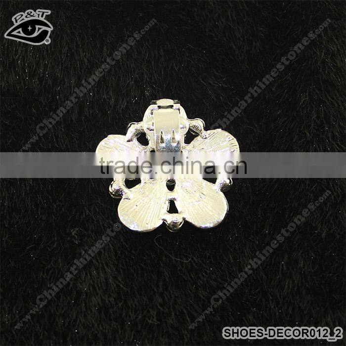 Flower shaped rhinestone ornaments for ladies high heel accessories shoe accessories with Metal Clip Jewelry Accessories