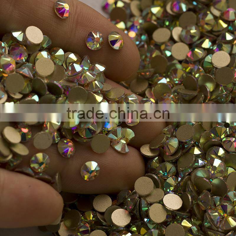 Professional crystal factory hotsale flatback crystal AB glue on rhinestone for shoes
