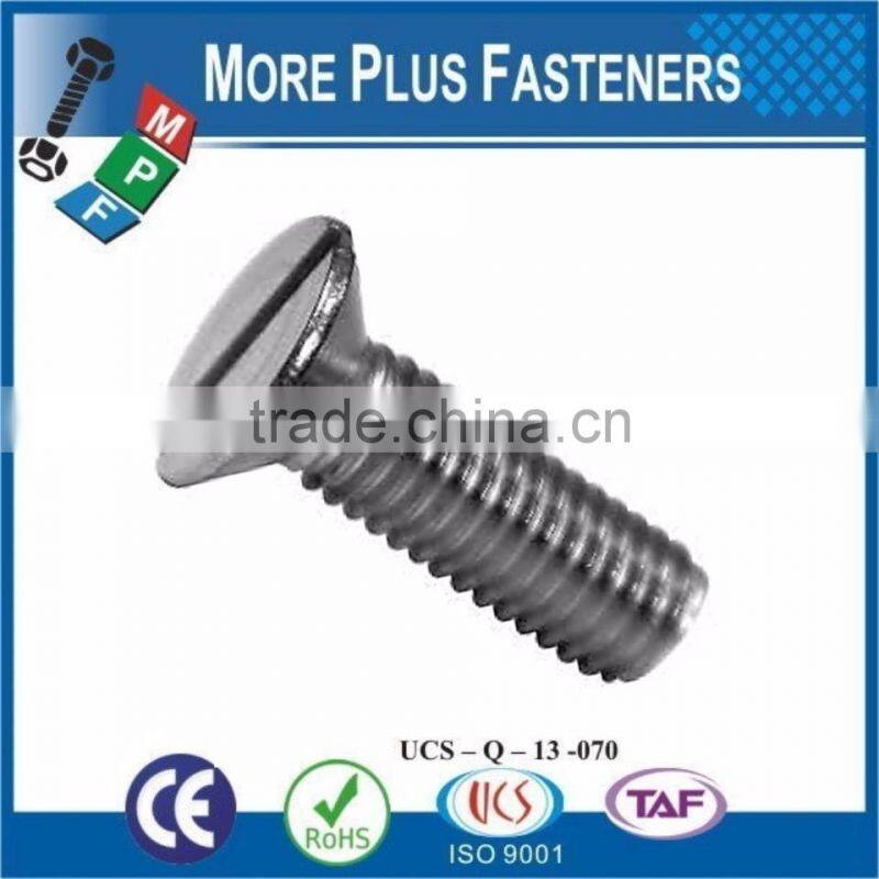 Made in Taiwan Machine Screw ISO 2009 Slotted Flat Head Countersunk