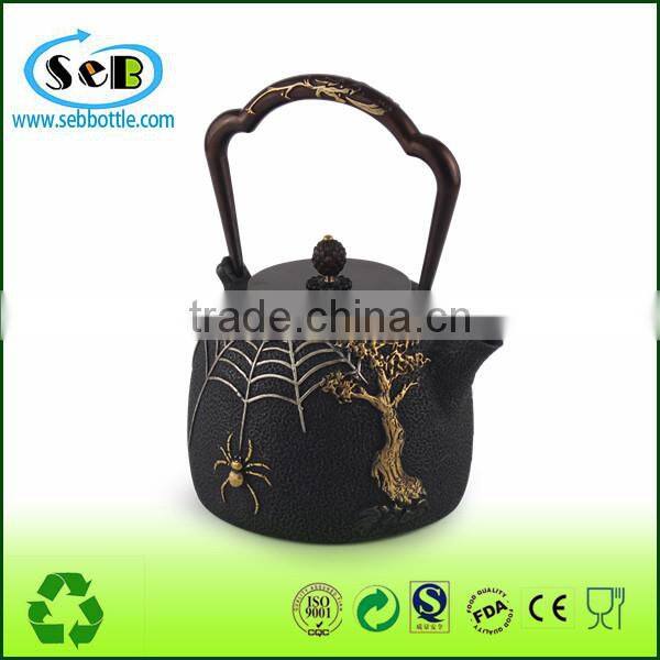 High quality Cast Iron teapot with embossed decor for wholesale