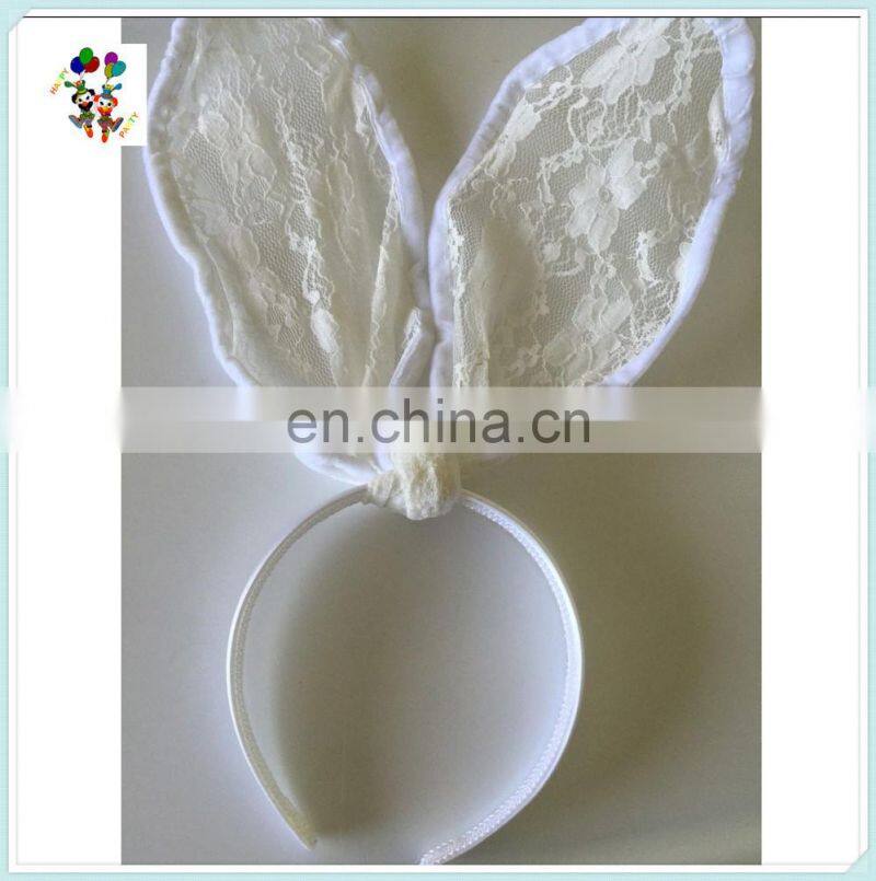 Girls White Lace Easter Party Bunny Rabbit Ears Headbands HPC-0743