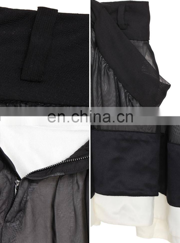 Latest fancy autmn european style irregular design double-deck chiffon a-line long dress casual skirt