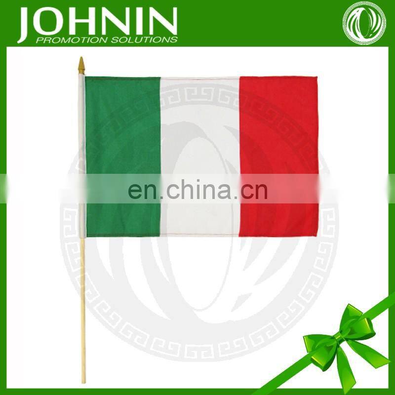 wholesale custom 30*45cm polyester waving hand flag with plastic pole