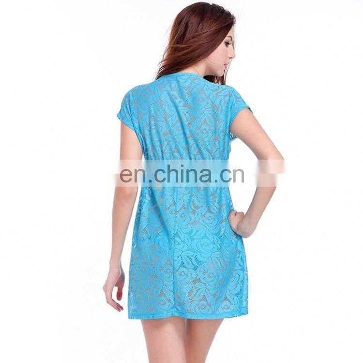 2015 Adjustable tie See-through One Piece evening Sexy Lace dress