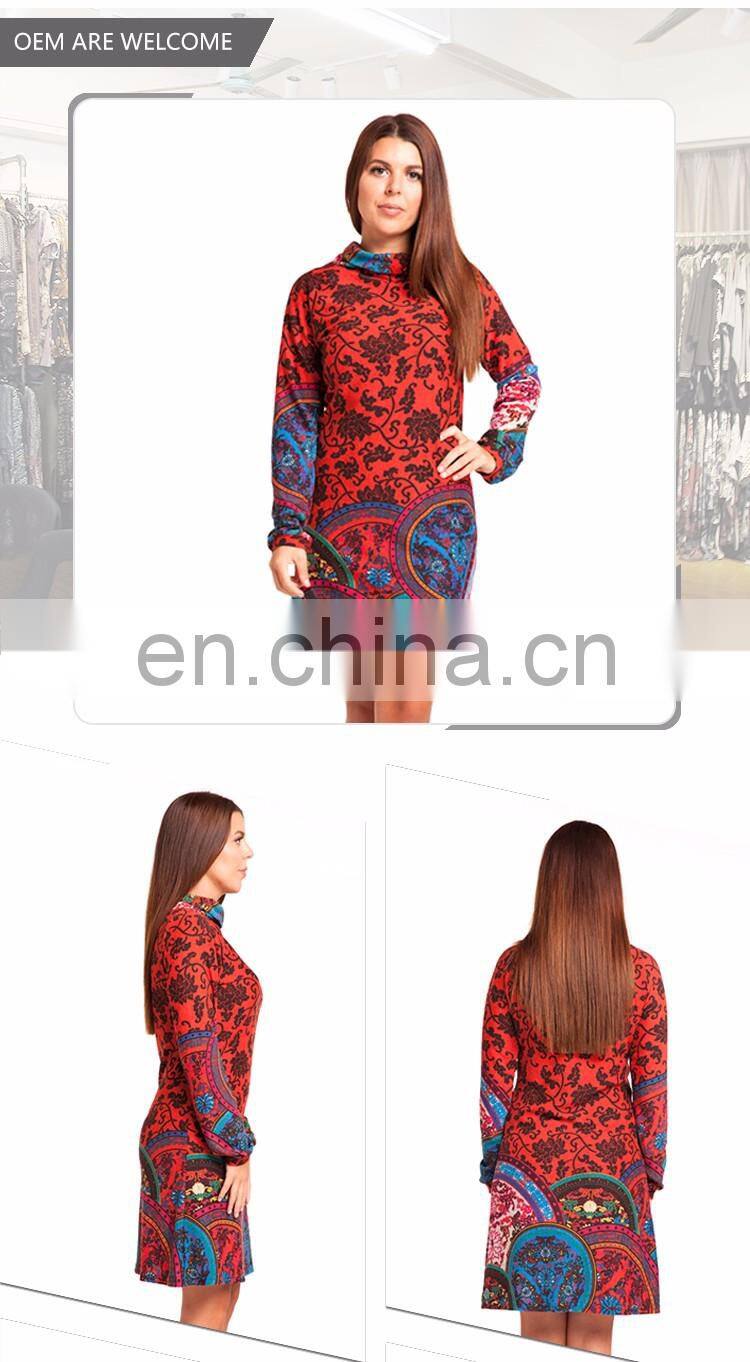 Polyester Fiber Woman One-Piece Latest Design Full Red Dress