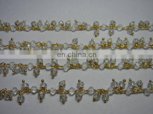 Black Onyx Gemstone Flower Chain/Gemstone Beaded Chain/wire wrapped beaded chain