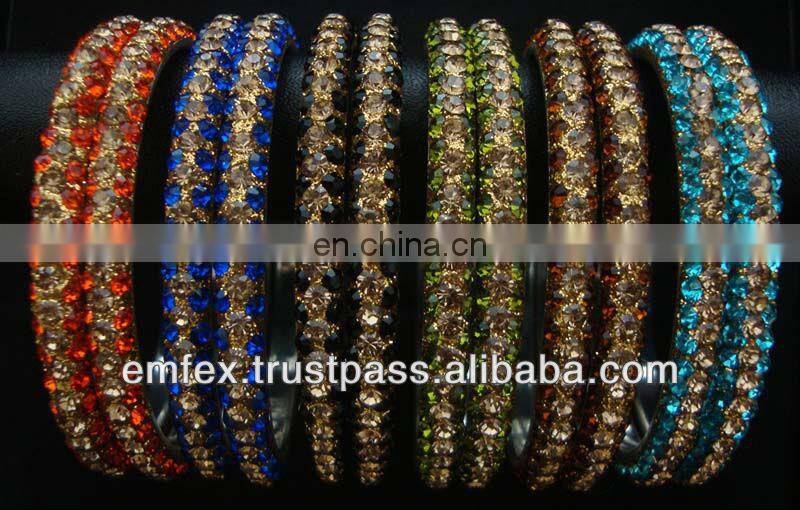 Crystal rhinestone jewelry handmade brass bangle manufacturer, rhinestone jewellery bangle exporter
