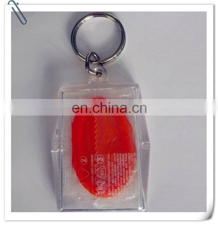 strange promotion plastic key chain to hold condom
