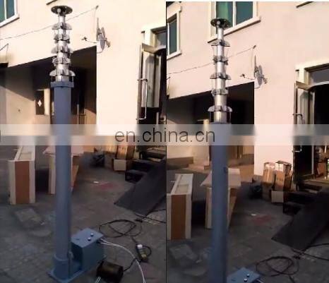 10m electric aluminium telescoping mast without painting telescoping high pole 7 sections