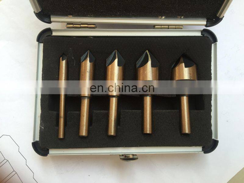 5 PCS 1/4" 3/8" 1/2" 5/8" 3/4" Countersink Drill Bit Set HSS 5 Flute Edge chamfering 82 Degree Taper Cutter Drilling Tools
