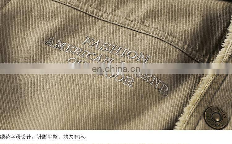 Wholesale custom men's winter plus velvet casual fashion jacket jacket men's cotton coat men's loose cashmere plus velvet jacket