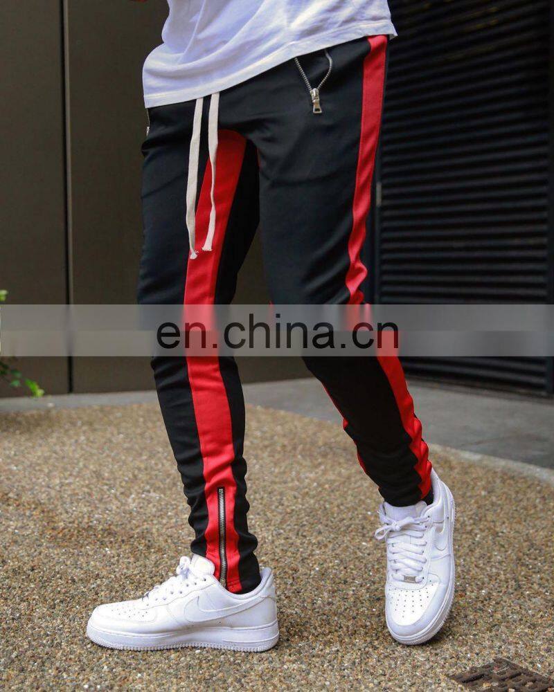 Summer drawstring trousers zipper double pocket long men's sports casual pants