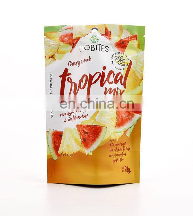 China Supplier Wholesale Matt Laminated Aluminum Foil Zip Lock Plastic Packaging Pouch Banana Mango Chips Bag