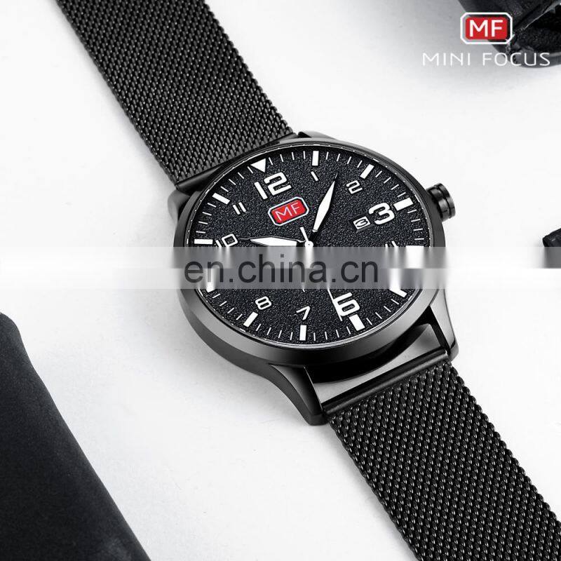 MINI FOCUS MF0158G Men's Fashion Colourful Stainless Steel Band Quartz Analog Watch