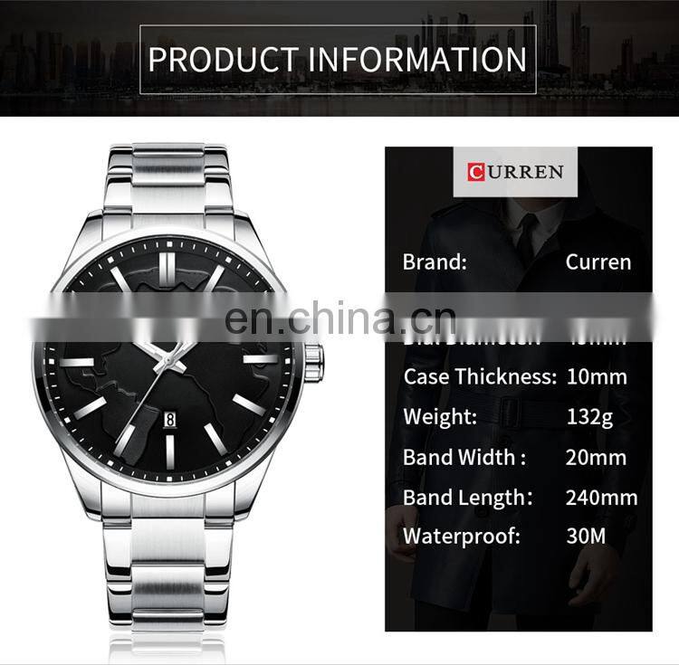 CURREN 8366 Japan Quartz Movt Men Brand Wrist Watches Stainless Steel Calendar Business Popular Military Watch