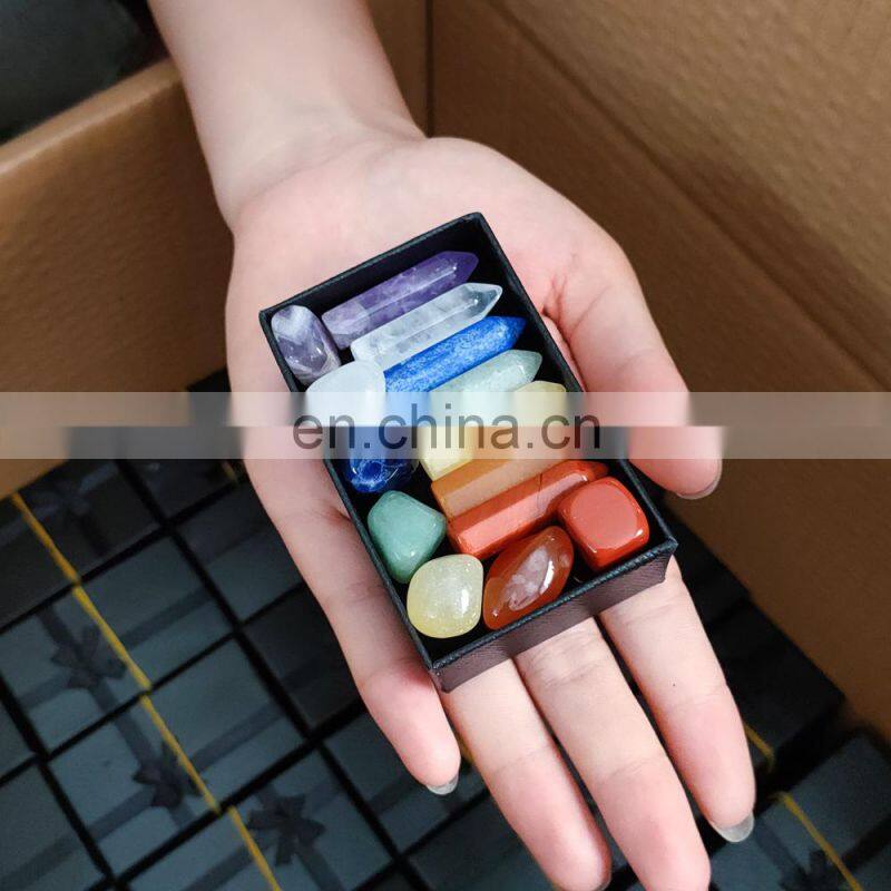 Other Promotional & Business Gifts Precious Meditation Methaphetamine Chakra High Quality Crystal Healing Stones Boxes Set