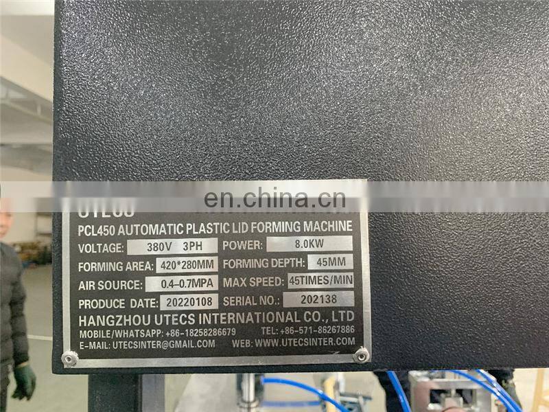 PCL450 Automatic Plastic Drink Paper Cup Cover Lid Cap thermo forming punching cutting machine