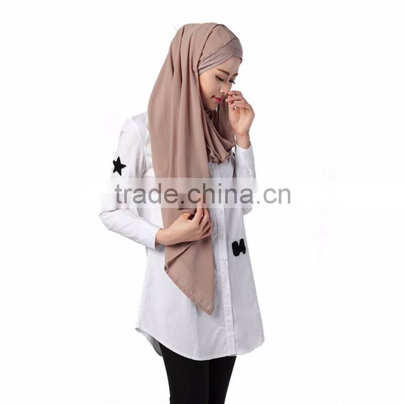 Women Summer White Shirt Muslim Long Shirts Turkish Islamic Arab Kaftan Muslim Shirt High Quality B043