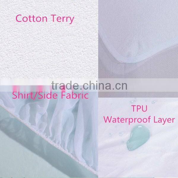 Terry Cloth Waterproof Breathable Mattress Cover/Bed bug proof Mattress Protector/ Fitted Sheet