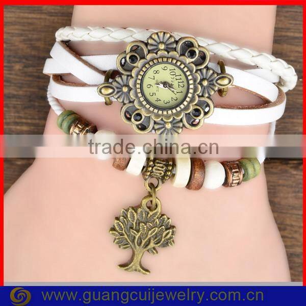 Fashion leather braided strap watch