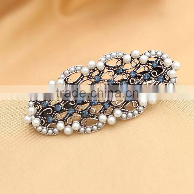 Direct Selling Wholesale Fashion Vintage Colorful Crystal Rhinestones Peacock Hairpin Barrette Hair Clip Hair Jewelry For Women