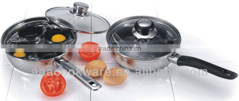 2015 New Products Guangdong Quality 18/8 Stainless Steel Egg Poacher With Glass Lid For Wholesale