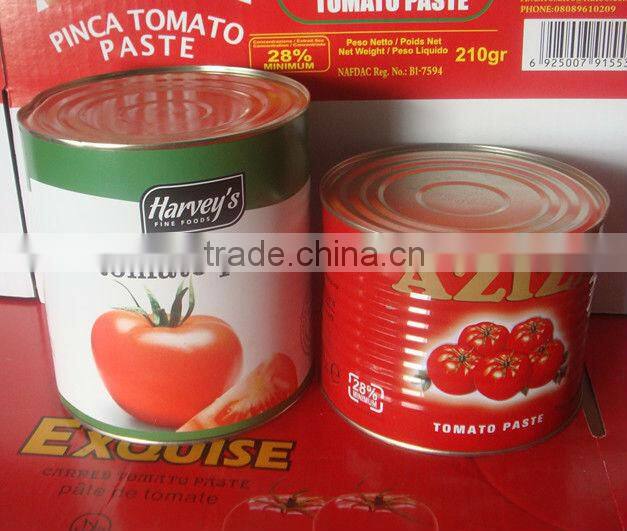 Tomato paste with paper label tin 3kg 28-30% brix,3000gx6tins