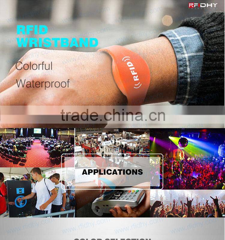 Printed Silicone Wristbands Tag RFID Wristbands for Amusement Parks