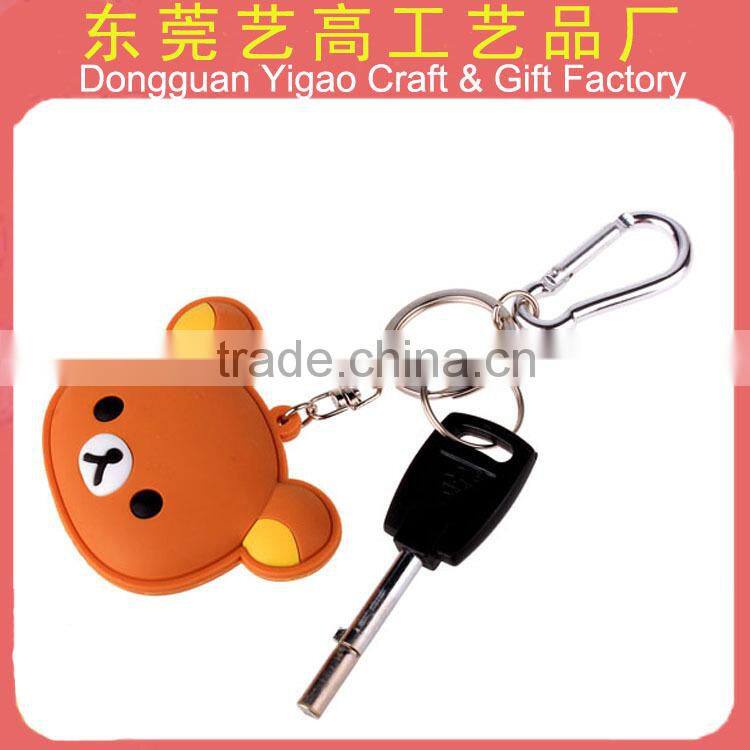 Eco-friendly custom logo 3d pvc animal keyring, soft animal key chain