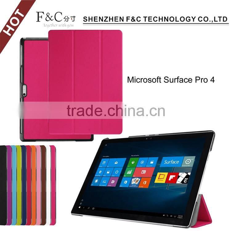 PREMIUM RED 3 FOLDING PU LEATHER CASE FOR MICROSOFT SURFACE PRO 4 SMART STAND COVER