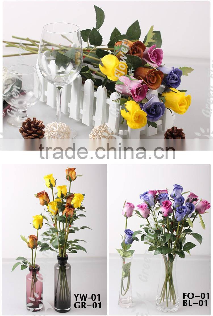 2016 Wholesale PU Latex Artificial Flowers Rose Real Touch Bouquet Weddings Bridal Decorations