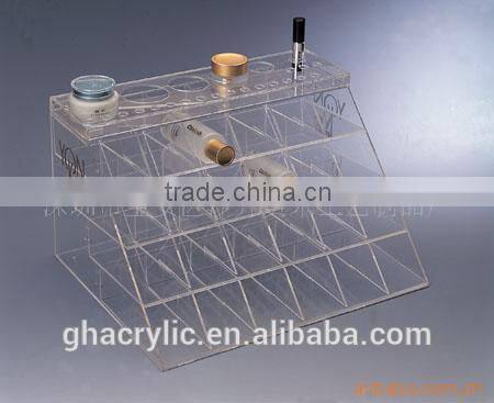 Acrylic cosmetic case with lattice lucite make up display rack for lipsticks