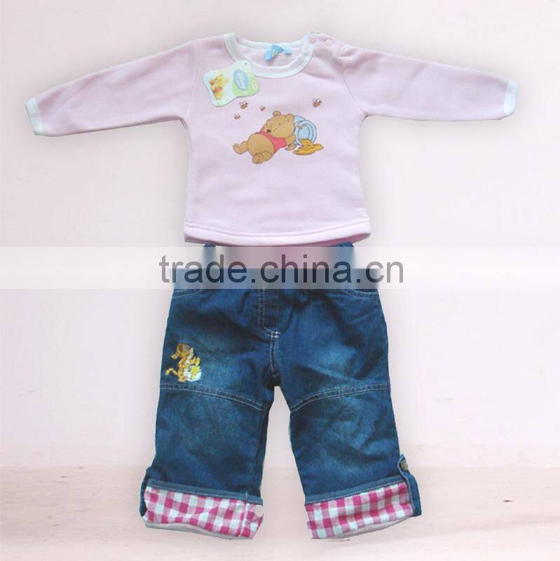 Fashion Designed for Children Suit with cotton T-shirt and Jeans for girls clothing