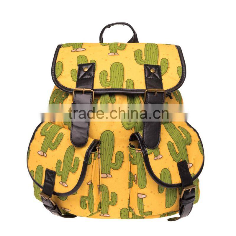 2016 3d printed mexico cactus Vintage Canvas Rucksacks Cute School Satchel Rucksack Backpack Campus Bag