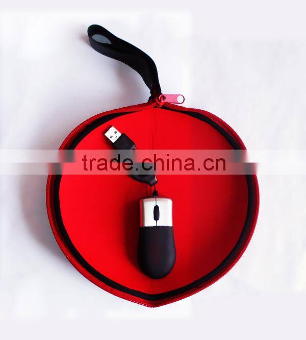 Travel mouse pouch ,round mouse pad with zipper