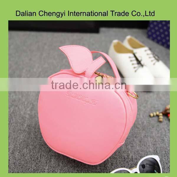 Manual simple design ladies apple pattern pu shoulder bag