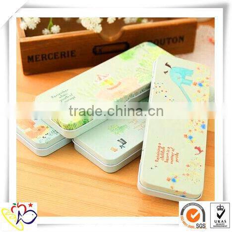 Rectangular custom printed metal pencil tin case