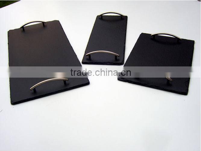big size natural slate food tray with handles