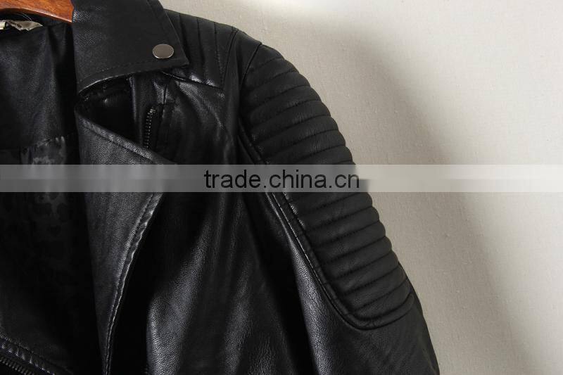 Eco-friendly most popular UK women pu leather jacket 2014 deft design jacket