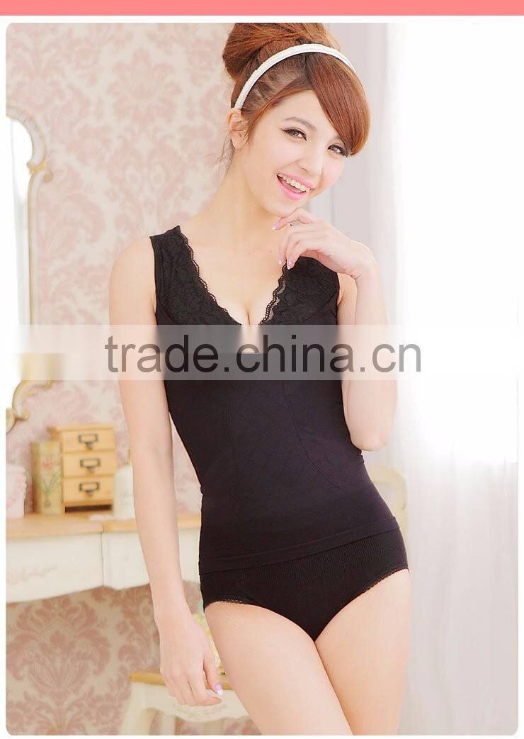 2016 New Slimming Underwear Tanktop Lace Collar Vest Ladies Abdomen Chest Supporting Corset Shapewear