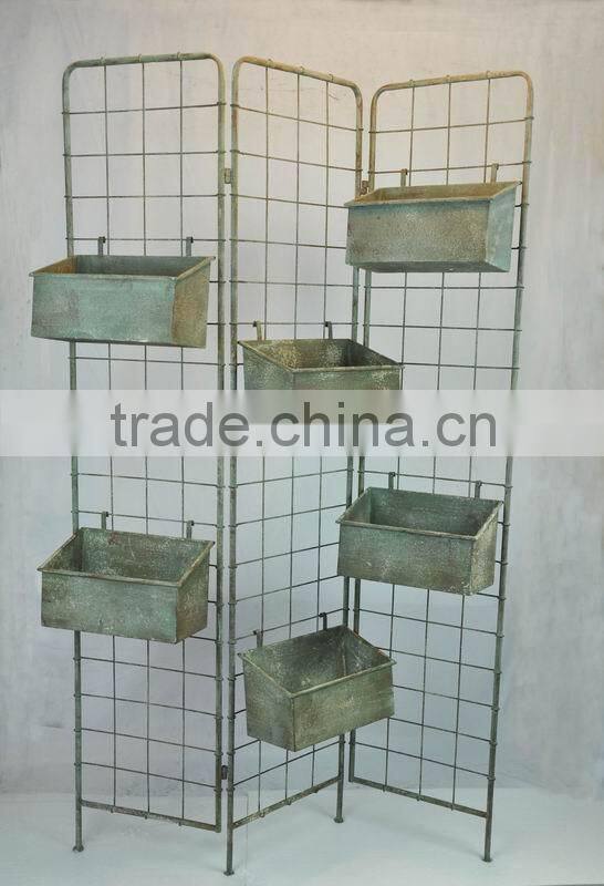 14A361MCG 3 sides Iron screen shelf with seed trays for flower pot rack
