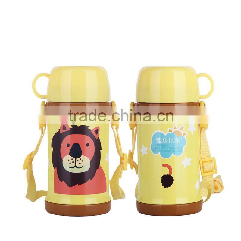 New style cartoon Children Stainless steel Vacuum Flask with plastic cup