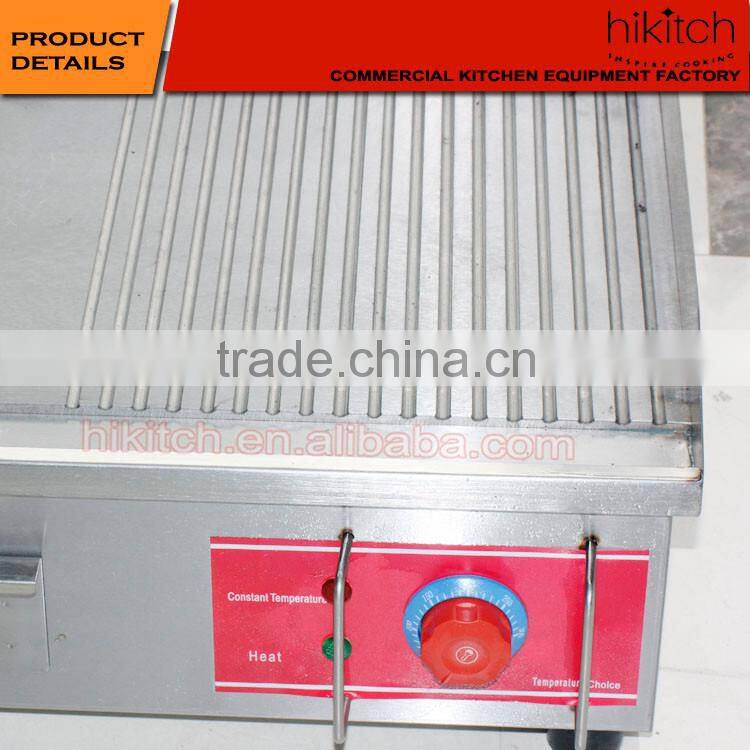 Restaurant kitchen equipment electric half Griddle teppanyaki and half grill WITH 2 Thermostat passed CE.