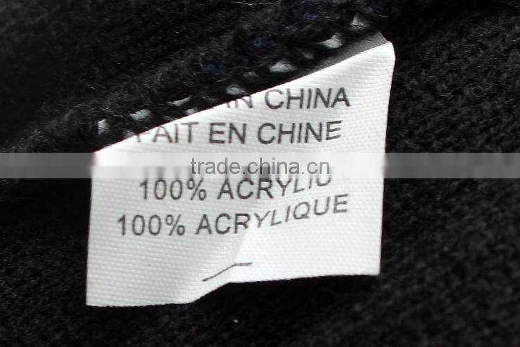 black wool custom beanie hats with label