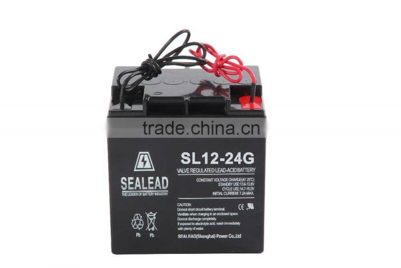 2016 china manufacturer 12v 24ah led emergency light gsm alarm system sealed lead-acid battery