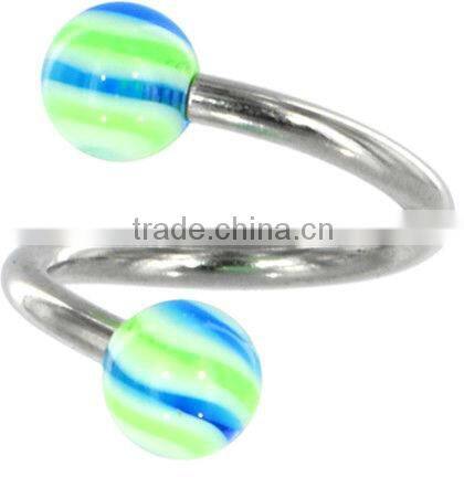 BANGING BLUE Stripe Spiral Twister Belly Ring&body jewelry navel ring&SBR rings