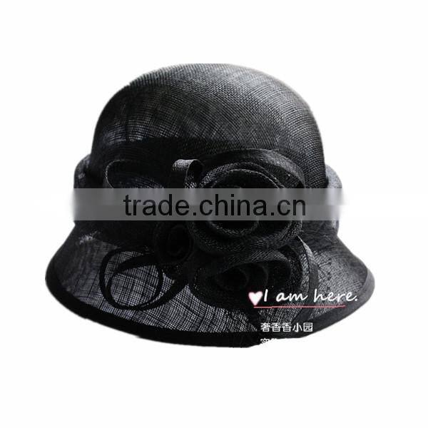 ladies church hats New fancy Sinamay church hats with flowers